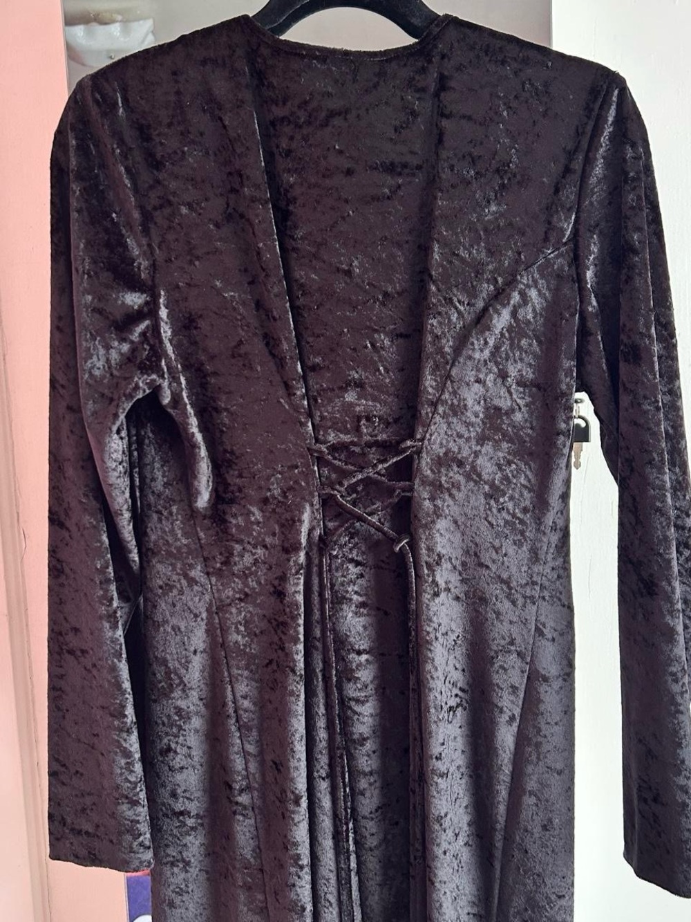 Classic Black Velvet Button-Front Midi Dress - Picture 8 of 10